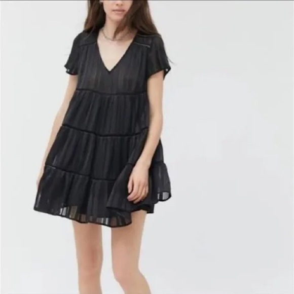 Urban Outfitters Dresses & Skirts - Urban Outfitters | Black Sheer Striped Babydoll Dress - Size XS